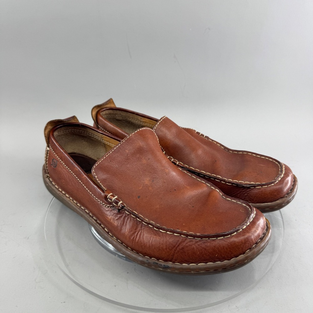 Born Mens Leather Slip On Driving Loafers B8604 Brown Size 11.5 Classic Casual